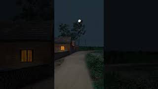 Beautiful street view in the town in moon light in the village night scenery peacefulvillage [upl. by Yla]