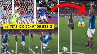 🇮🇹🧠 Italys 1000 IQ short corner kick routine vs Albania to equalize with Alessandro Bastonis goal [upl. by Deonne]