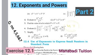 8th class maths Chapter 12 Exponents and Powers 💁Exercise 121 Q no 456amp7 part 2CBSENCERT [upl. by Mcleod834]