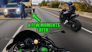 COP SHOWS UP TO OUR HOTEL AFTER WE FLED THE SPOT 😰  Ninja H2 S1000rr R1 RSV4 ZX10r V4R [upl. by Jerry]