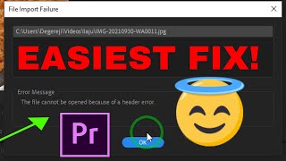 How to fix The file cannot be opened because of a header error in Premiere Pro CC [upl. by Apurk614]