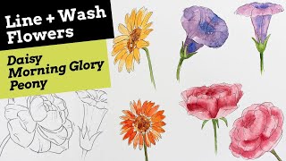 Easy Line and Wash Flowers Pt 1 [upl. by Aydne]