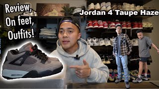 Jordan 4 Taupe Haze  Review On feet OUTFITS [upl. by Nodyarg205]