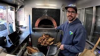 Starting the wood fired Mugnaini Forni Valoriani oven in the Sour Street Pizza food truck [upl. by Male]