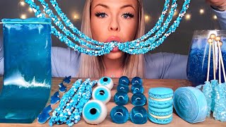 MOST POPULAR FOOD FOR ASMR BLUE FOOD SHEET JELLY BUTTERFLY TEA ROPE JELLY ROCK CANDY MUKBANG 먹방 [upl. by Lessirg]