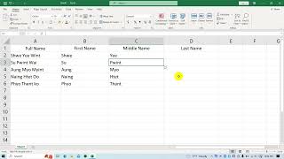Excel မှာ Full Name ထဲမှ First Name Middle Name နှင့် Last Name တို့ကို အလွယ်ကူဆုံး ဆွဲထုတ်နည်း [upl. by Cathy]