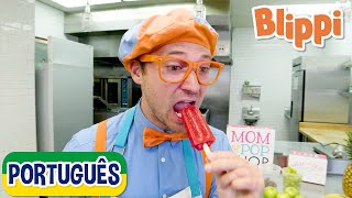 Blippi Português Fazendo Picolés  Vídeos Educativos para Crianças  As Aventuras de Blippi [upl. by Neyut214]