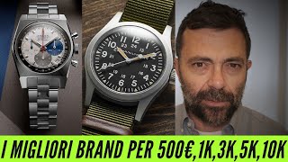 I MIGLIORI BRAND e OROLOGI per 5 budget 500€ 1000€ 3000€ 5000€ 10000€ scelti da voi e da me [upl. by Suqram]