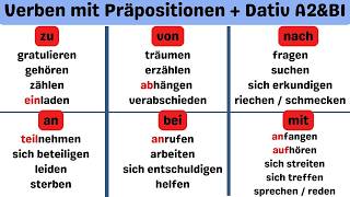 Die 30 wichtigsten DativVerben mit Präpositionen A1  B1 Most common dative verbs with examples [upl. by Ozen452]