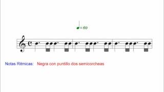 Curso de Notas Rítmicas Solfeo  Negra con puntillo dos semicorcheas [upl. by Bega670]