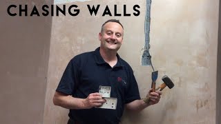 How to Chase a Wall and Fit a Flush Single or Twin Socket Box In a Plastered Brick Walls Chasing [upl. by Sivatnod]