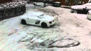 16 year old clearing his driveway of snow in an Audi R8 [upl. by Ellimaj]