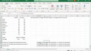 3 Types of ttests paired and 2samples with equal or unequal variances with Excel [upl. by Eniawtna121]