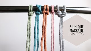 5 UNIQUE Macrame Knot Techniques Reinforced Larks Head Knot Cats Paw Bull Hitch Knot [upl. by Halonna]