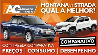 COMPARATIVO NOVA CHEVROLET MONTANA VS FIAT STRADA QUAL A MELHOR PICAPE COMPACTA [upl. by Namurt410]