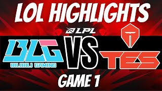 BLG vs TES  Highlights  GAME 1  LPL Summer 2023 [upl. by Elocan]