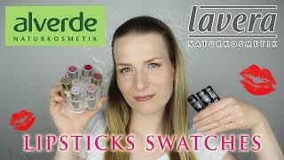 Alverde amp Lavera Lipstick  Swatches  Rtěnkový speciál [upl. by Asseniv448]