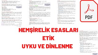 Hemşirelik Esasları  Etik  Uyku ve Dinlenme  Pdf Notları 👇🏼 [upl. by Kwan]