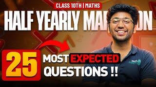 Maths  25 Most Expected Questions 🔥  Half Yearly Exams  Shobhit Nirwan [upl. by Iglesias]