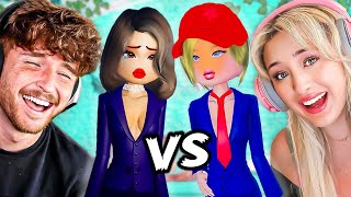 Celebrity Costume BATTLE vs CAYLUS in Dress to Impress [upl. by Panchito]