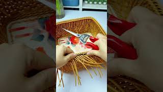 How to weave rattan basket with handle rattan handmade diy [upl. by Aihppa]