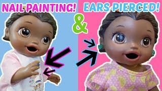 BABY ALIVE gets EARS PIERCED and NAILS PAINTED COMPILATION The Lilly and Mommy Show [upl. by Moran]