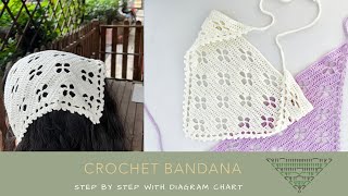 Crochet Bandana  Hair Scarf With Pattern [upl. by Pegma]