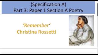 Analysis of Remember by Christina Rossetti [upl. by Pasho243]