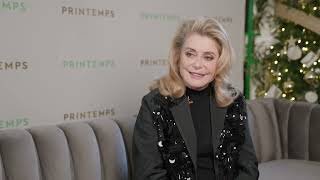 Catherine Deneuve a dévoilé les vitrines de Noël du Printemps à Paris [upl. by Coleville411]