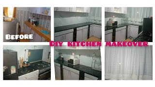 EXTREME DIY KITCHEN MAKEOVERContact paper installation New curtains etc Vivian [upl. by Jozef]