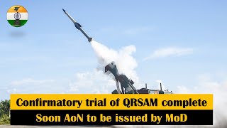 Confirmatory trial of QRSAM missile completed  Soon AoN to be issued by MoD indianarmy [upl. by Tavie]