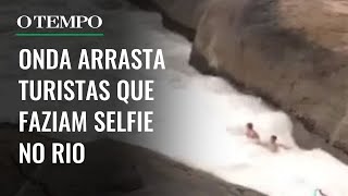 Turistas são jogados ao mar quando faziam selfie na Pedra do Arpoador no Rio de Janeiro [upl. by Ayekam]