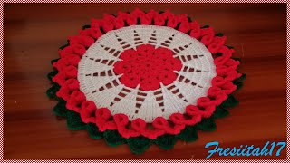 Tapete Navideño tejido a crochet paso a paso diámetro aproximado 28cm [upl. by Htebiram]