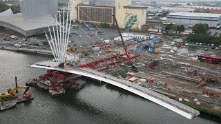 Ramboll MediaCityUK footbridge construction timelapse  Media City Salford Manchester UK [upl. by Darryl32]