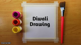 Diwali Drawing  Diwali Drawing Easy  Happy Diwali Drawing  Diwali Diya Drawing  Diwali poster [upl. by Dyol]