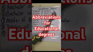 Abbreviations for Educational degrees english education vocabulary grammar degreeholders [upl. by Oicatsana47]