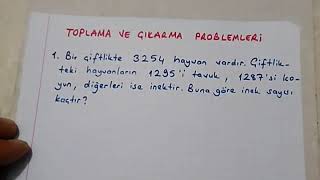 4sınıf matematik toplama ve çıkarma problemleri Bulbulogretmen matematik 4sınıf çıkarma [upl. by Biles656]