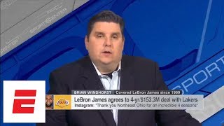 Brian Windhorst LeBron James Lakers contract shows lack of trust in Cavs  SportsCenter  ESPN [upl. by Girhiny223]