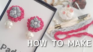 「制作動画」簡単！刺繍糸でもこもこピアスの作り方 embroidery [upl. by Antsirhc]