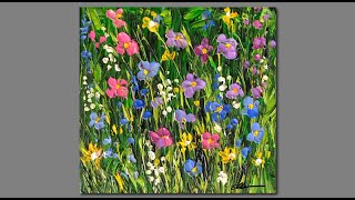 Acrylic Painting Wildflowers in the field Palette knife painting [upl. by Fong721]