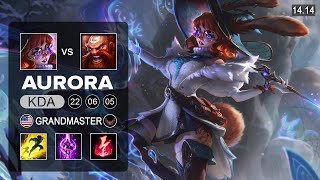 Aurora vs Gragas Mid  NA Grandmaster  Patch 1414 Season 14 [upl. by Libby245]