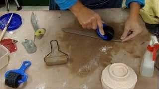 Textured Slab Bowls From a Rounded Cylinder Ceramics II or Empty Bowls [upl. by Topping716]