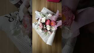 How I wrap these paper peonies and roses in bouquet arrangements paperflowerbouquet [upl. by Ongineb70]