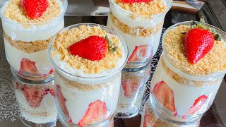 Mascarpone and strawberry dessert تحلية الفراولة وجبنة الماسكربون [upl. by Tana]