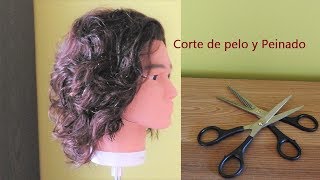 Corte de pelo Hombre con tijeras medio largo para cabello ondulado o rizado [upl. by Marquez285]