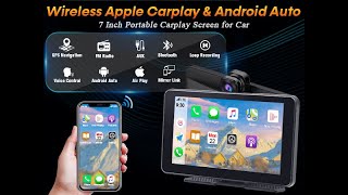 Portable Wireless Apple Carplay Screen Review AMTIFO A28 [upl. by Ecyrb380]