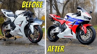 REBUILDING a WRECKED HONDA CBR 600RR StartFinish Timelapse [upl. by Zerla40]