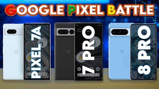 GOOGLE PIXEL 7A vs 7 Pro vs 8 Pro Ultimate Comparison [upl. by Dollie]