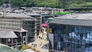 🇦🇩 DOWNTOWN Andorra la Vella A VIEW FROM ABOVE Meritxell Avenue 4K [upl. by Fast]