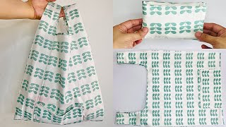 How to Sew Reusable Shopping Bag  Environmental Friendly Sewing Project [upl. by Xeno]